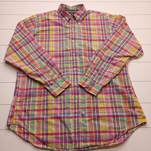 Ralph Lauren Madras Plaid Shirt Multicolor Handwoven L Hong Kong